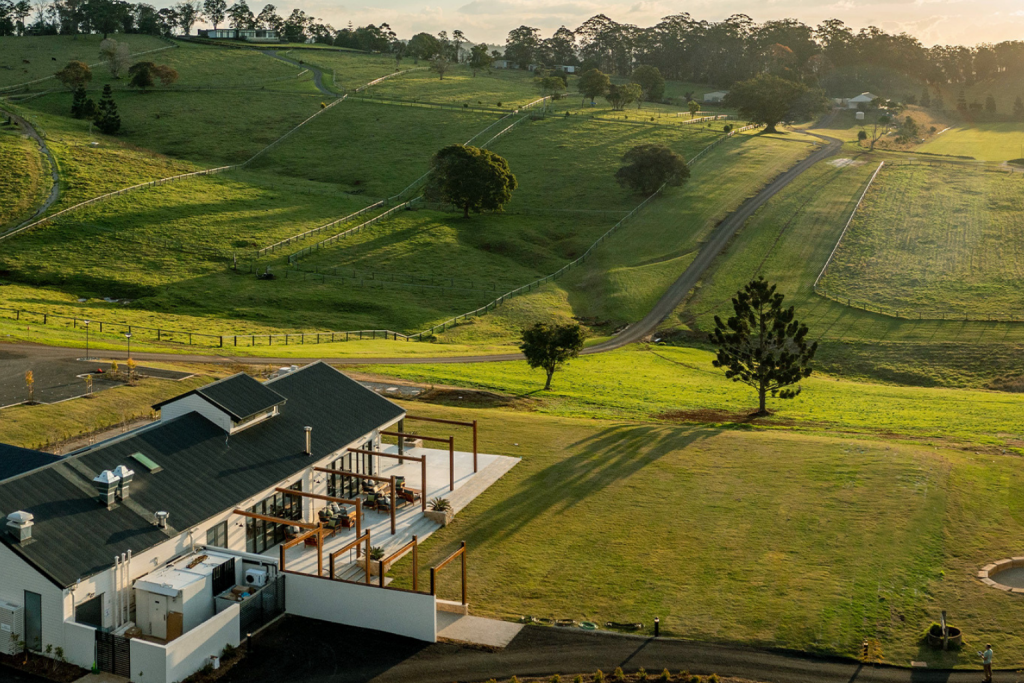 Views over Hazelwood Estate - rolling green hills and The Club House