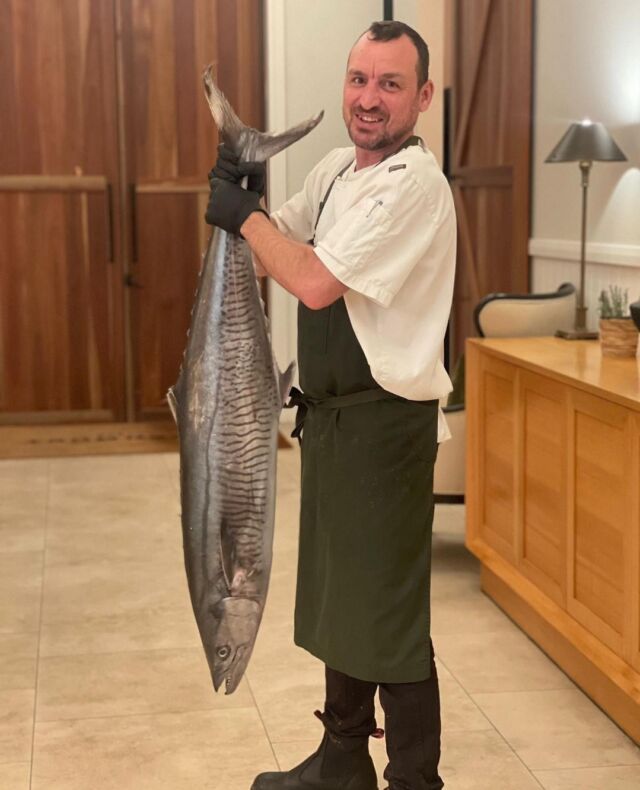 This Spanish mackerel was caught last Wednesday, dry aged and plated up for our guests on Good Friday. Just check out the size next to Executive Chef, Chris Norman 🐟️⁠
⁠
@visitscenicrim @destinationscenicrim @destinationgoldcoast @visitbrisbane @queensland⁠
⁠
#SeeAustralia #ThisIsQueensland #VisitScenicRim #DestinationScenicRim #PlayGoldCoast #VisitBrisbane